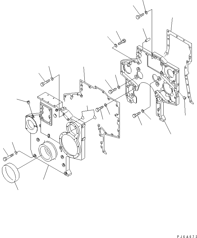 Komatsu parts book diagram for SAA6D170E-2A S/N 17389-UP: FRONT COVER(#19325-)