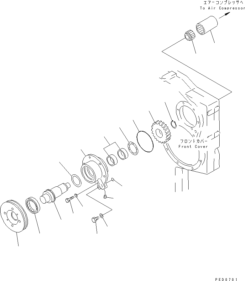 Komatsu parts book diagram for SAA6D170E-2A S/N 17389-UP: FRONT POWER TAKE OFF