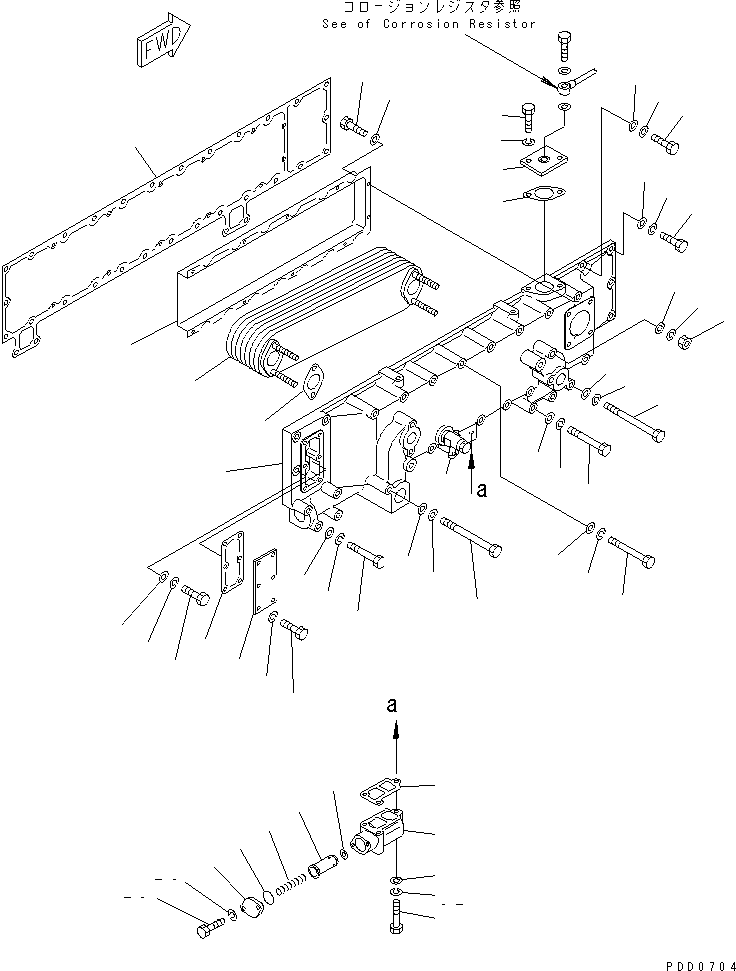 Komatsu parts book diagram for SAA6D170E-2A S/N 17389-UP: OIL COOLER(#17389-19324)