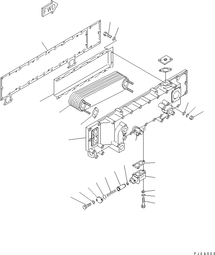 Komatsu parts book diagram for SAA6D170E-2A S/N 17389-UP: OIL COOLER(#19325-)