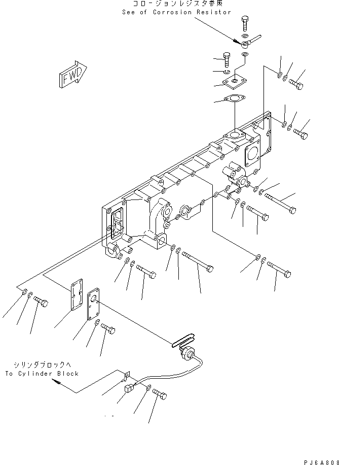 Komatsu parts book diagram for SAA6D170E-2A S/N 17389-UP: OIL COOLER MOUNTING PARTS (COLD TERAIN SPEC.) (WITH WATER HEATER)(#19325-)