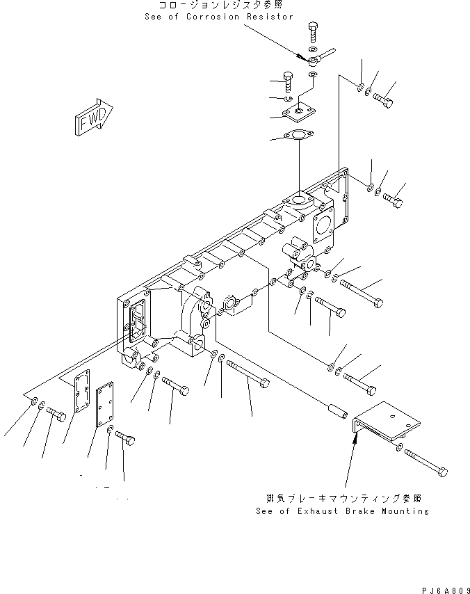 Komatsu parts book diagram for SAA6D170E-2A S/N 17389-UP: OIL COOLER MOUNTING PARTS (WITH EXHAUST BRAKE)(#19325-)