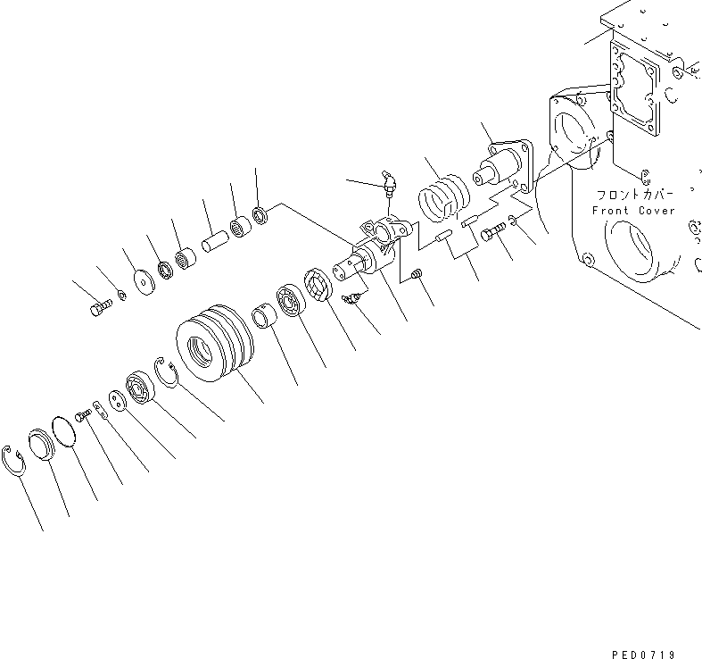 Komatsu parts book diagram for SAA6D170E-2A S/N 17389-UP: TENSION PULLEY