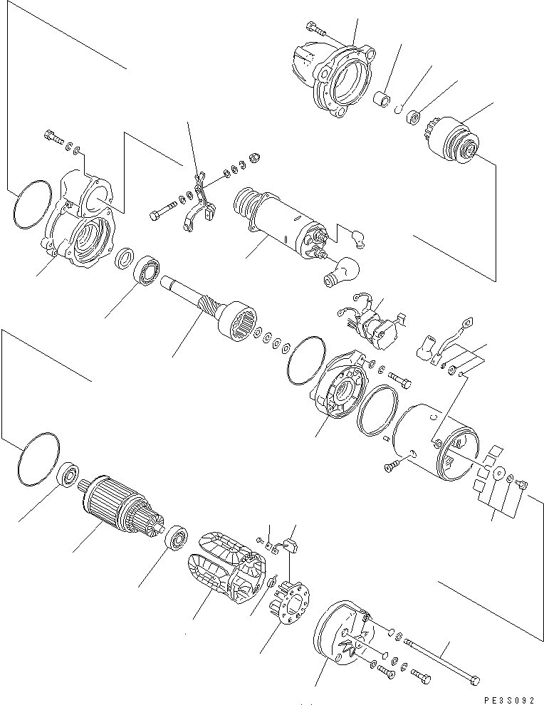 Komatsu parts book diagram for SAA6D170E-2A S/N 17389-UP: STARTING MOTOR (7.5KW) (L.H.) (INNER PARTS)(#17389-20657)
