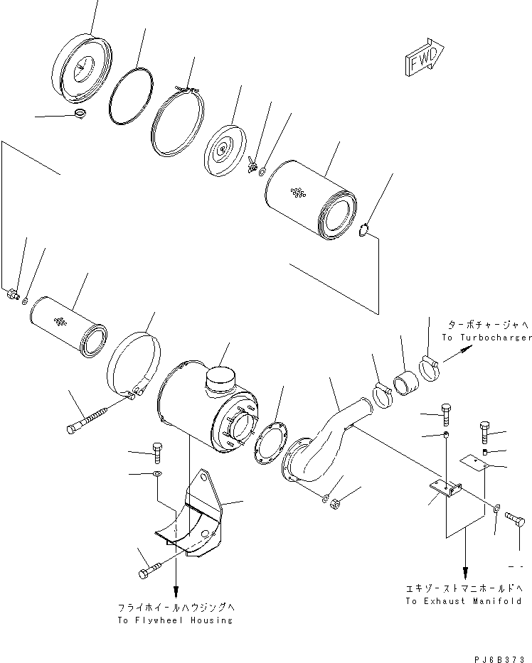 Engines Komatsu / SAA6D125E-2C S/N 210001-UP(saa6d13u) / AIR CLEANER(030050 : A1410-A3G5)