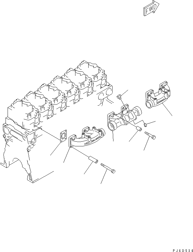 Komatsu parts book diagram for SAA6D140E-3G S/N 110003-UP: EXHAUST MANIFOLD(#110362-)