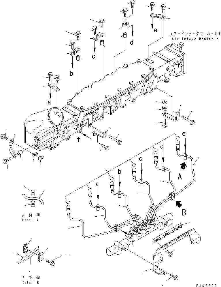 Komatsu parts book diagram for SAA6D140E-3G S/N 110003-UP: FUEL PIPING