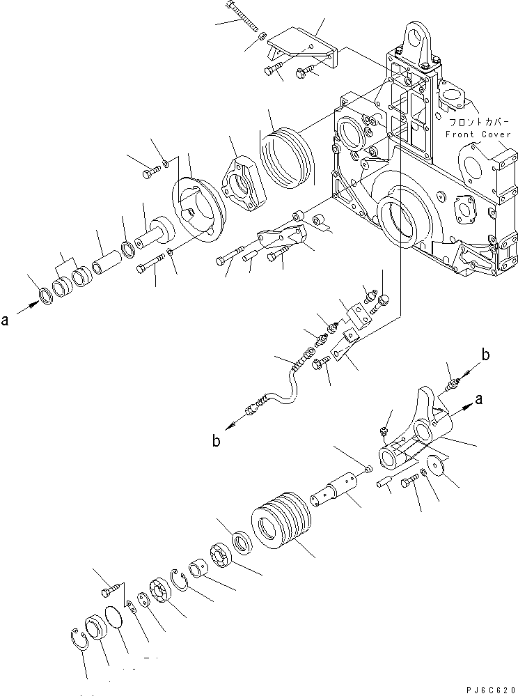 Komatsu parts book diagram for SAA6D140E-3G S/N 110003-UP: TENSION PULLEY (SANDY AND DUSTY SPEC.)