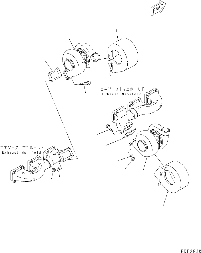 Engines Komatsu / SAA6D170E-2A S/N 17389-UP(saa6d17c) / TURBOCHARGER MOUNTING (WATER COOL SPEC.)(#17726-17868)(030120 : A1530-A6E8)