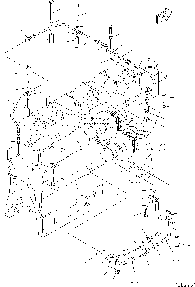Engines Komatsu / SAA6D170E-2A S/N 17389-UP(saa6d17c) / TURBOCHARGER OIL PIPING (WATER COOL SPEC.)(#17726-17868)(030220 : A1530-C6E8)