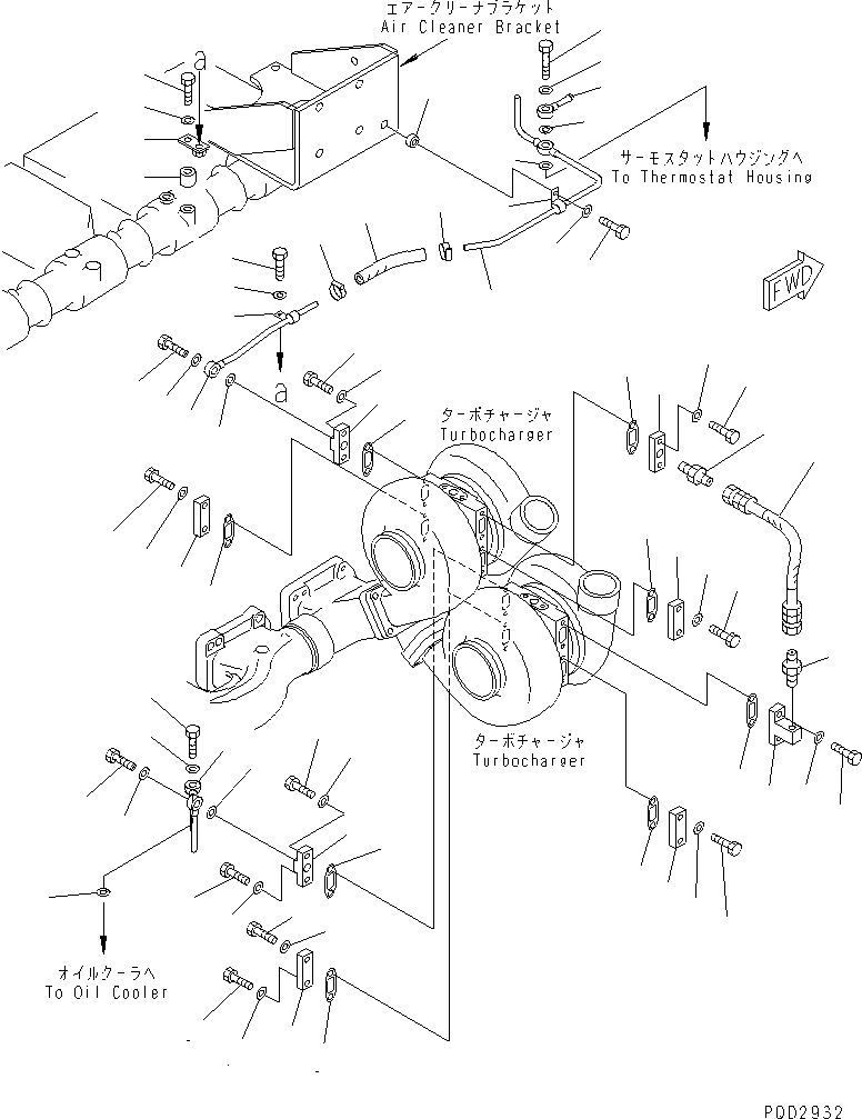 Engines Komatsu / SAA6D170E-2A S/N 17389-UP(saa6d17c) / TURBOCHARGER WATER PIPING (WATER COOL SPEC.)(#17726-17868)(030250 : A1530-D6E8)