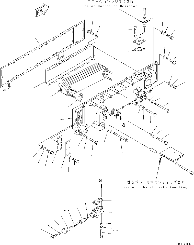 Engines Komatsu / SAA6D170E-2A S/N 17389-UP(saa6d17c) / OIL COOLER (WITH EXHAUST BRAKE)(#17389-19324)(030730 : A3310-A6D2)