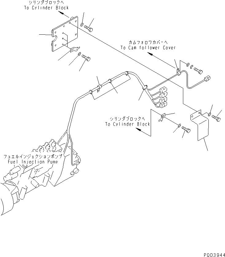 Engines Komatsu / SAA6D170E-2A S/N 17389-UP(saa6d17c) / FUEL CONTROL HARNESS MOUNTING(E.C. DYNAMIC NOISE SUPPRESSION SPEC.)(#18926-)(031160 : A4750-A6A4)