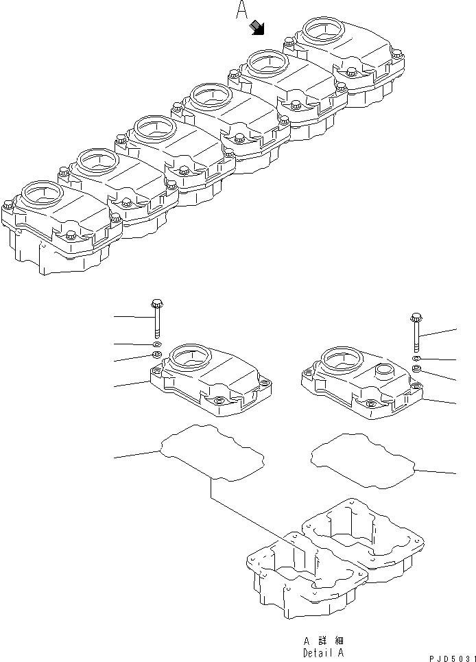 Komatsu parts book diagram for SAA6D125E-2C-8 S/N 60721-UP: HEAD COVER(#75758-)