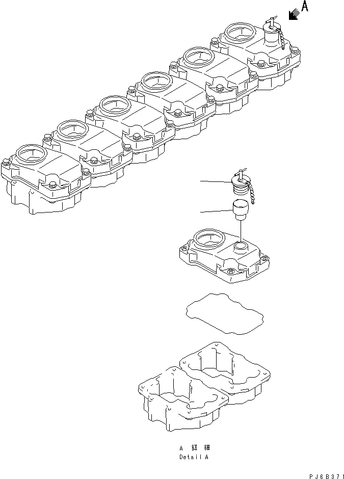 Komatsu parts book diagram for SAA6D125E-2C-8 S/N 60721-UP: HEAD COVER RELATED PARTS (CAP)(#75758-)