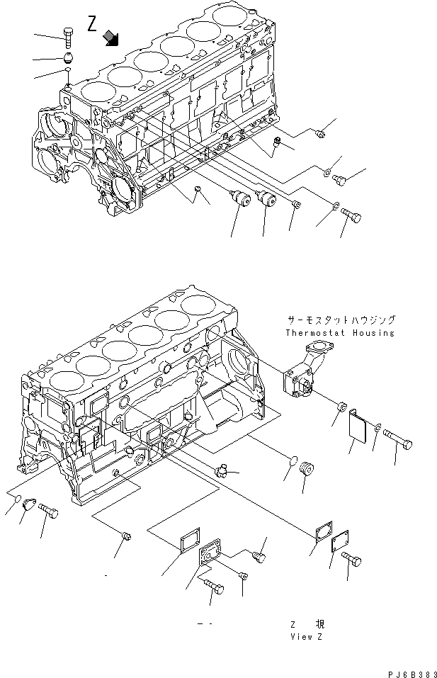 Komatsu parts book diagram for SAA6D125E-2C-8 S/N 60721-UP: CYLINDER BLOCK BLIND COVER AND PLUG(#210001-)