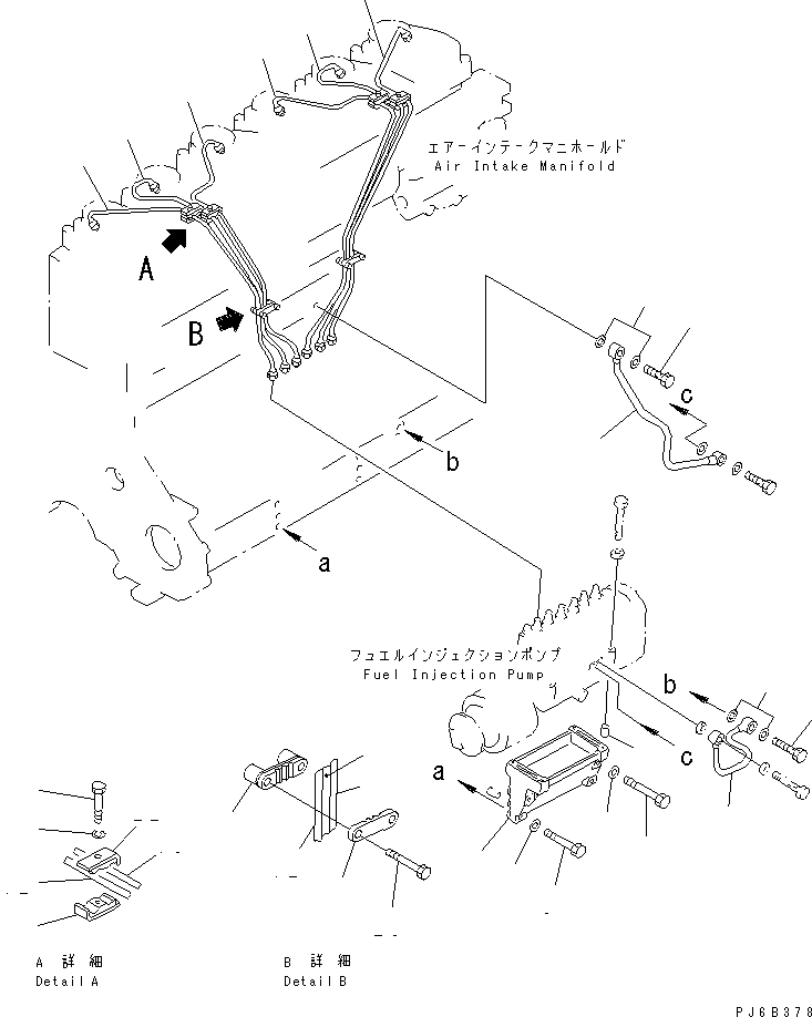 Komatsu parts book diagram for SAA6D125E-2C-8 S/N 60721-UP: FUEL INJECTION PUMP PIPING(#210001-)