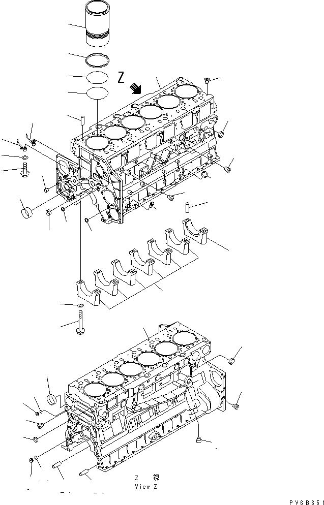 Komatsu parts book diagram for SAA6D140E-3N-8 S/N 110001-UP: CYLINDER BLOCK