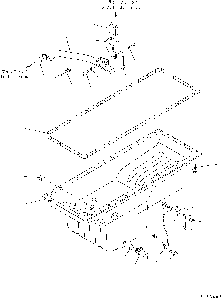 Komatsu parts book diagram for SAA6D140E-3N-8 S/N 110001-UP: OIL PAN AND SUCTION TUBE(#110003-)