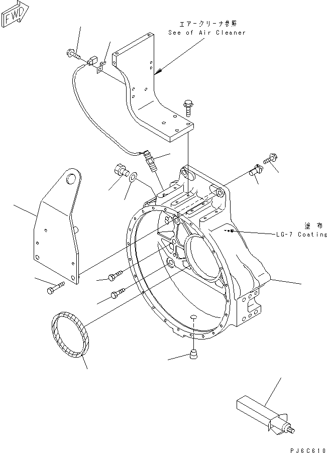 Komatsu parts book diagram for SAA6D140E-3N-8 S/N 110001-UP: FLYWHEEL HOUSING(#110003-)