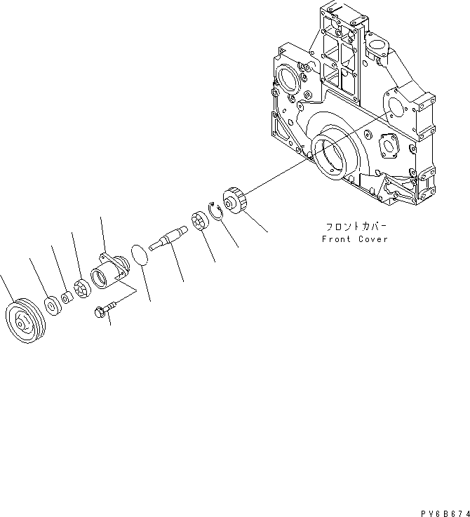Komatsu parts book diagram for SAA6D140E-3N-8 S/N 110001-UP: FRONT POWER TAKE OFF (SANDY AND DUSTY SPEC.)