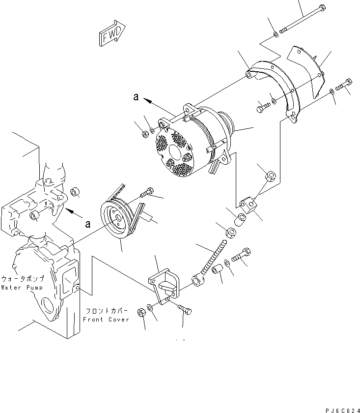 Komatsu parts book diagram for SAA6D140E-3N-8 S/N 110001-UP: ALTERNATOR MOUNTING (60A) (SANDY AND DUSTY SPEC.)(#110003-)