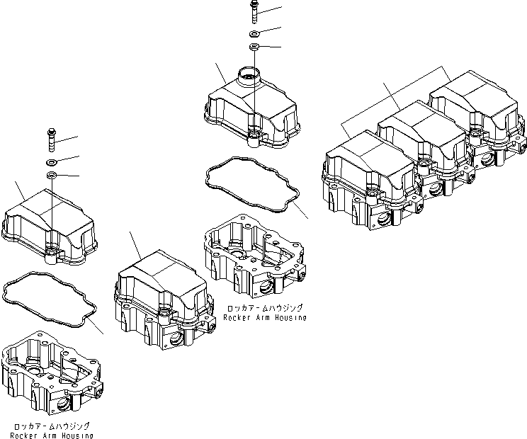 Komatsu parts book diagram for SAA6D125E-5F S/N 560001-UP: ROCKER ARM HOUSING COVER(#560004-)