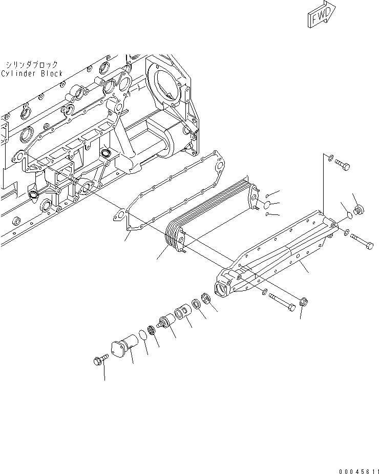 Komatsu parts book diagram for SAA6D125E-5F S/N 560001-UP: OIL COOLER
