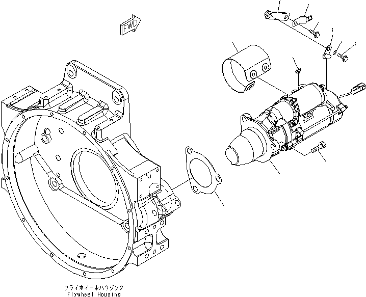 Komatsu parts book diagram for SAA6D125E-5F S/N 560001-UP: STARTING MOTOR MOUNTING (11KW) (WITH PROTECT COVER)(#560004-)