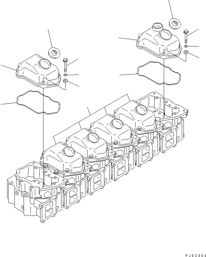 Komatsu parts book diagram for SAA6D125E-3A-8M S/N 310001-UP: HEAD COVER
