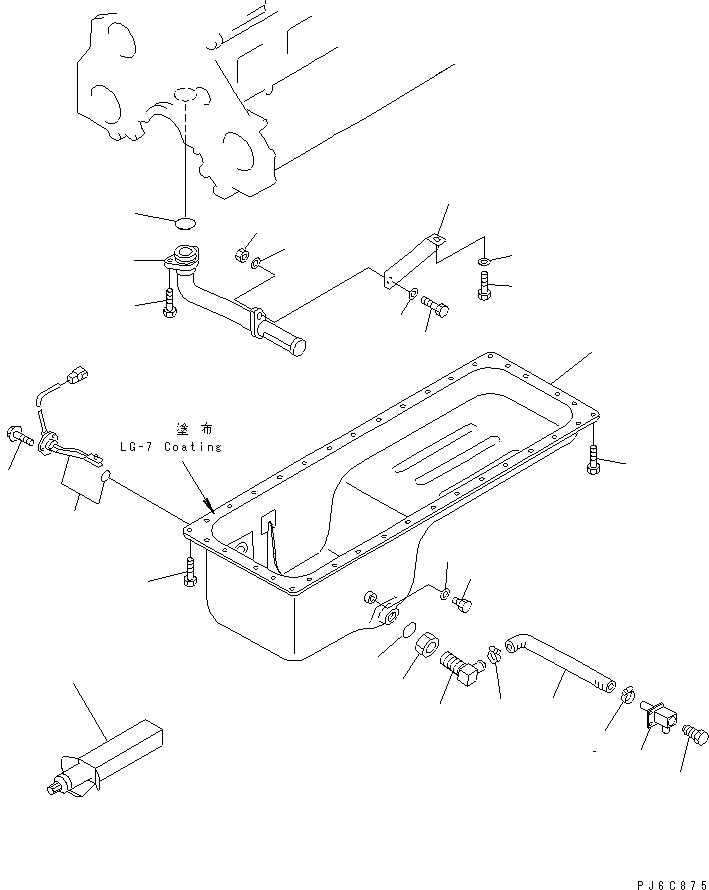 Komatsu parts book diagram for SAA6D125E-3A-8M S/N 310001-UP: OIL PAN AND SUCTION TUBE (WITH OIL LEVEL SENSOR AND REMOTE DRAIN VALVE)