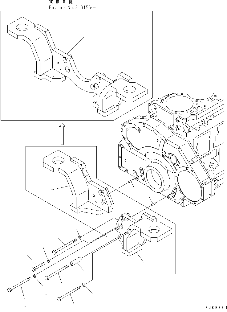 Komatsu parts book diagram for SAA6D125E-3A-8M S/N 310001-UP: ENGINE MOUNTING