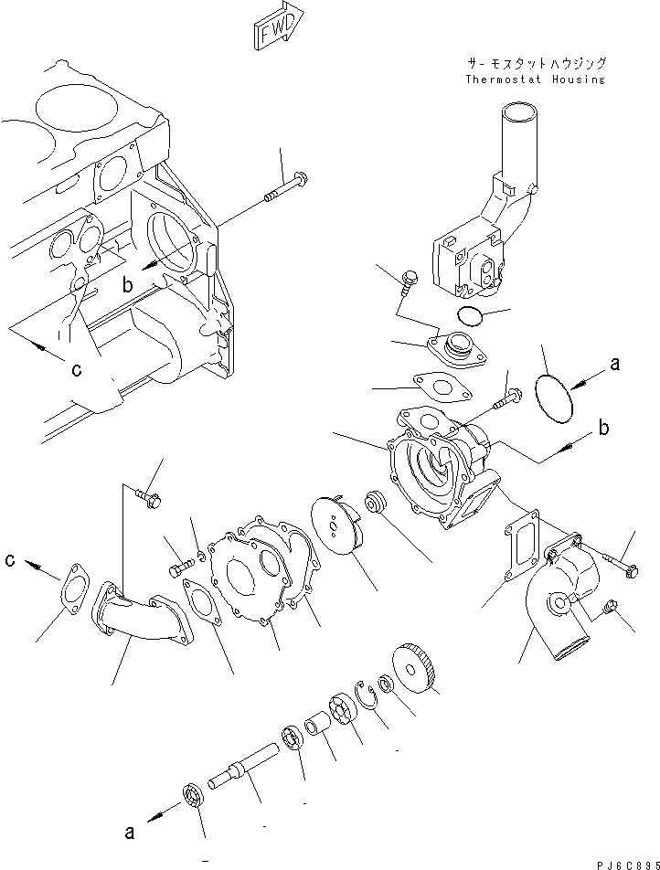 Komatsu parts book diagram for SAA6D125E-3A-8M S/N 310001-UP: WATER PUMP