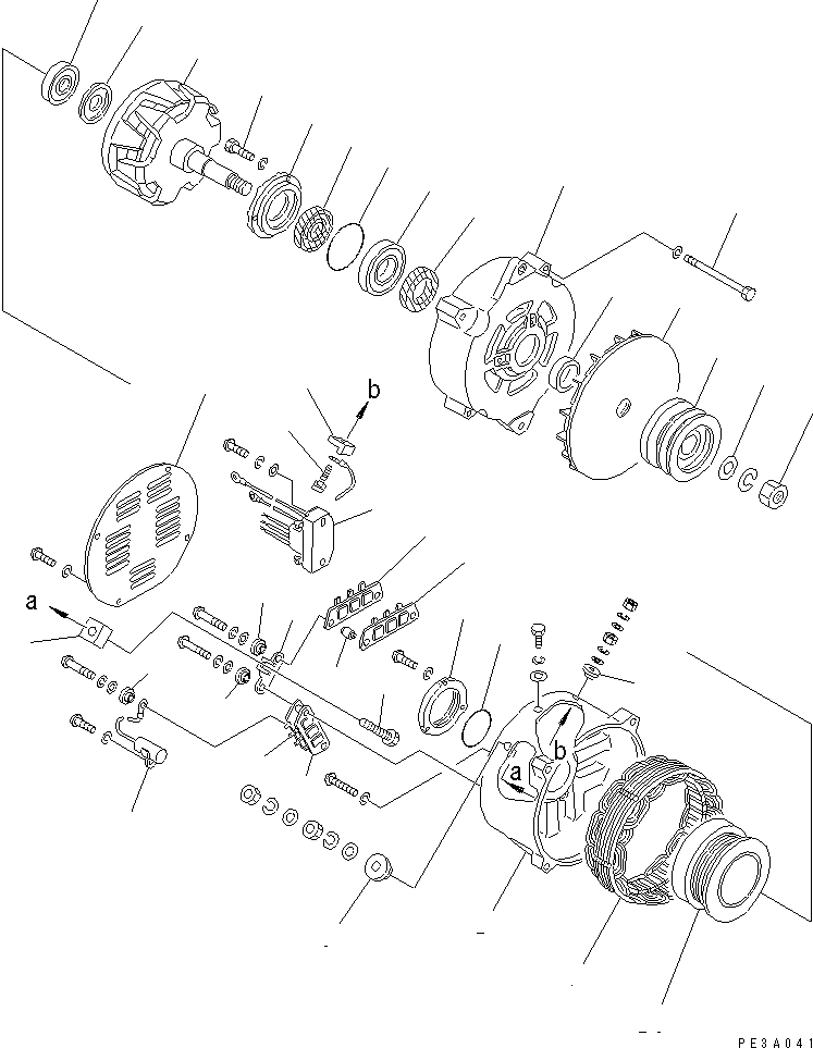 Komatsu parts book diagram for SAA6D125E-3A-8M S/N 310001-UP: ALTERNATOR (75A) (HARDENING PULLEY SPEC.) (INNER PARTS)(#310001-310944)
