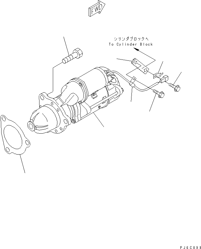 Komatsu parts book diagram for SAA6D125E-3A-8M S/N 310001-UP: STARTING MOTOR MOUNTING (7.5KW)