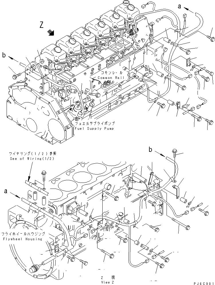 Komatsu parts book diagram for SAA6D125E-3A-8M S/N 310001-UP: WIRING (2/2) SENSOR AND SWITCH