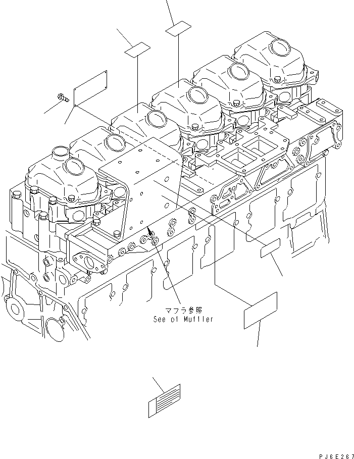 Komatsu parts book diagram for SAA6D125E-3A-8M S/N 310001-UP: NAME PLATE AND CAUTION (JAPANESE) (TUNNEL SPEC.)