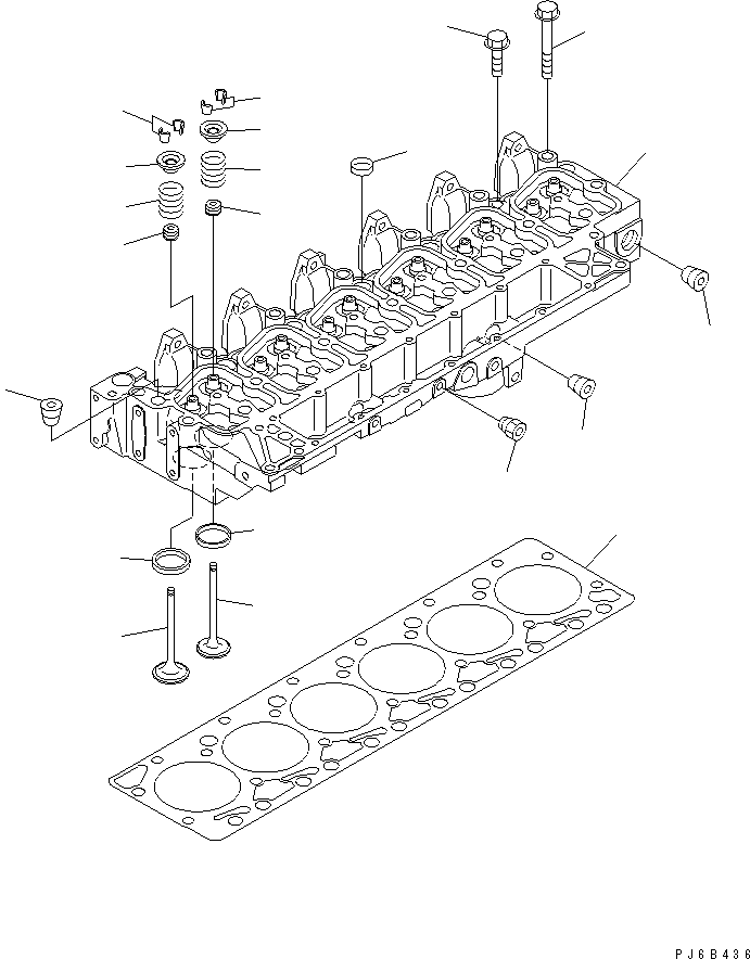 Komatsu parts book diagram for SAA6D102E-2FF-8 S/N 26274903-UP: CYLINDER HEAD