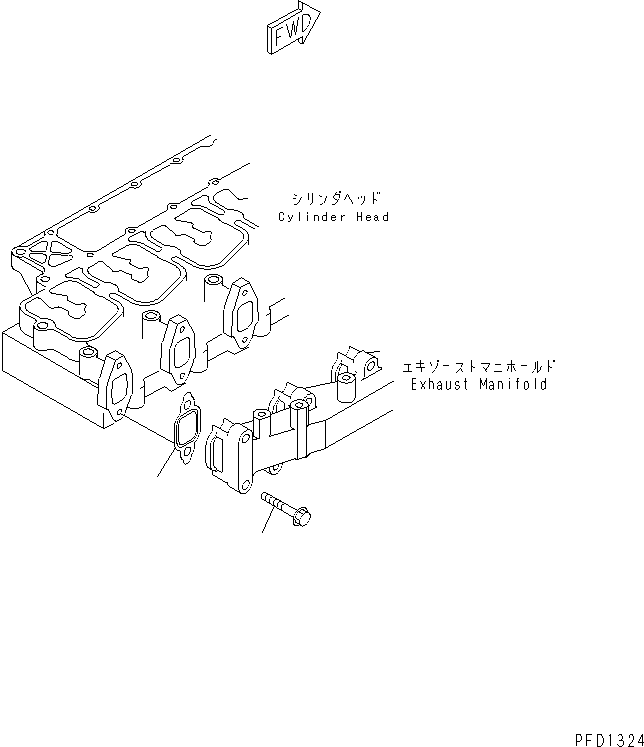 Komatsu parts book diagram for SAA6D102E-2FF-8 S/N 26274903-UP: EXHAUST MANIFOLD GASKET AND BOLT