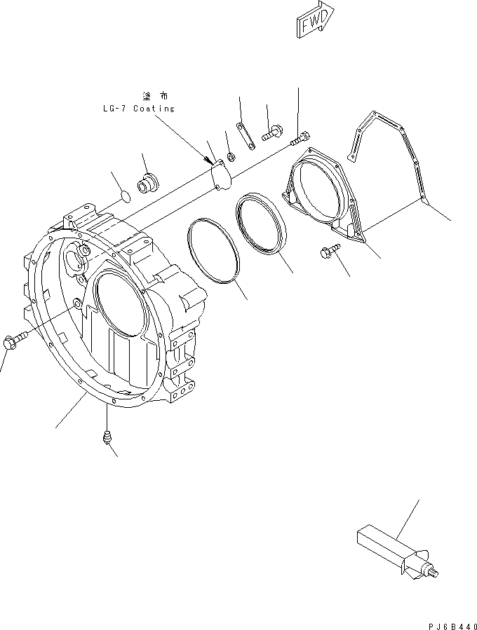 Komatsu parts book diagram for SAA6D102E-2FF-8 S/N 26274903-UP: FLYWHEEL HOUSING