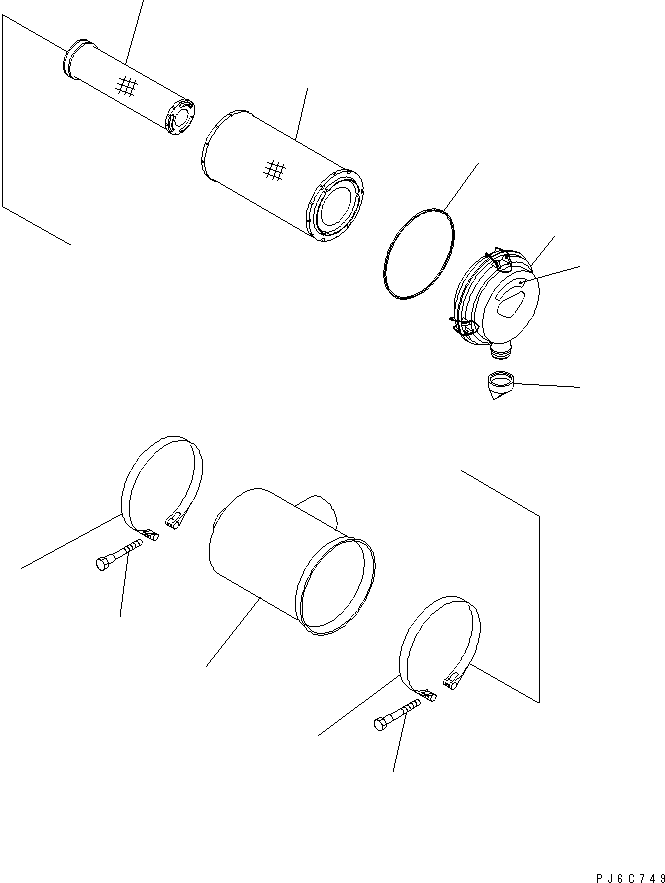 Komatsu parts book diagram for SAA6D102E-2FF-8 S/N 26274903-UP: AIR CLEANER (ORDERING TRANSFERED PARTS)(#26282900-)