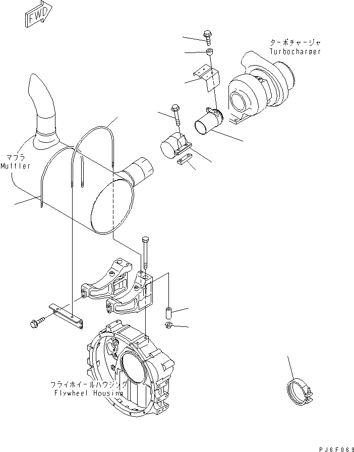 Komatsu parts book diagram for SAA6D102E-2FF-8 S/N 26274903-UP: MUFFLER MOUNTING(#26288402-)