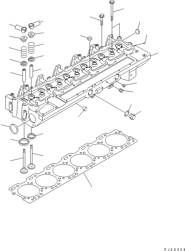 Komatsu parts book diagram for SAA6D114E-2CC-8M S/N 26800003-UP: CYLINDER HEAD