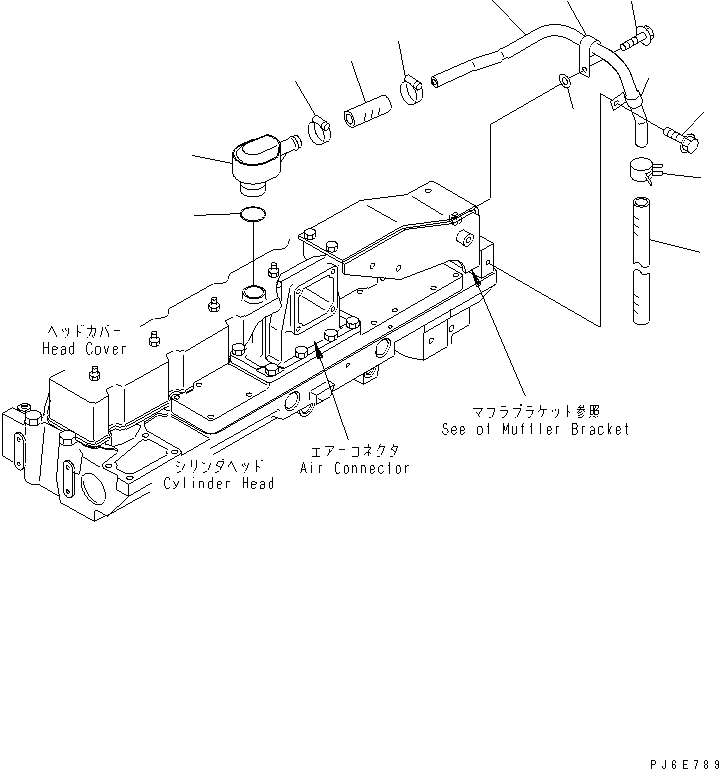 Komatsu parts book diagram for SAA6D114E-2CC-8M S/N 26800003-UP: BREATHER AND HOSE(#26800425-)