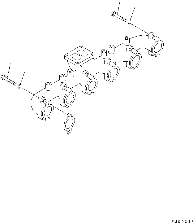 Komatsu parts book diagram for SAA6D114E-2CC-8M S/N 26800003-UP: EXHAUST MANIFOLD MOUNTING
