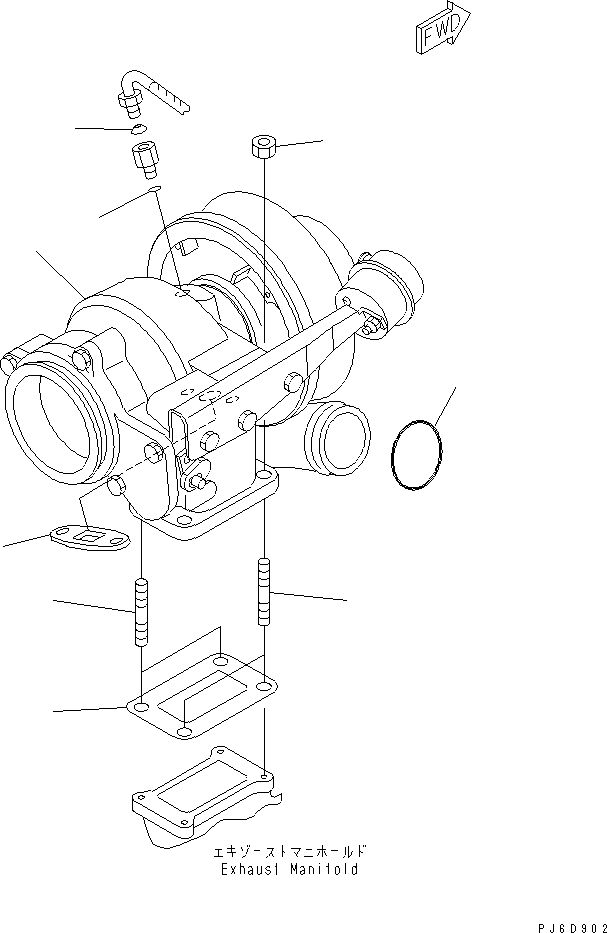 Komatsu parts book diagram for SAA6D114E-2CC-8M S/N 26800003-UP: TURBOCHARGER