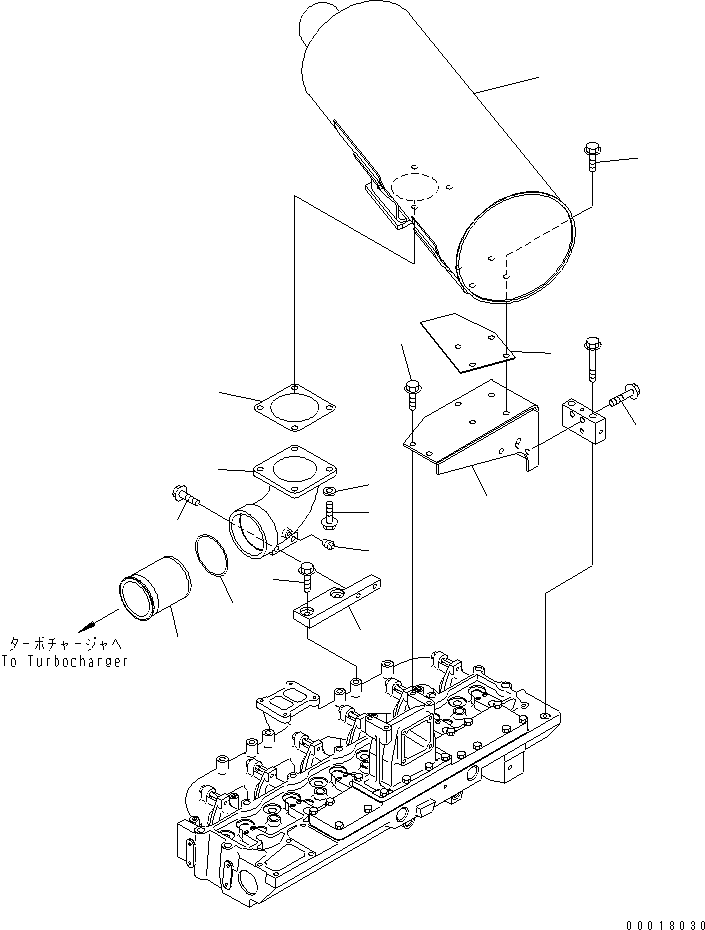 Komatsu parts book diagram for SAA6D114E-2CC-8M S/N 26800003-UP: MUFFLER(#26801989-)