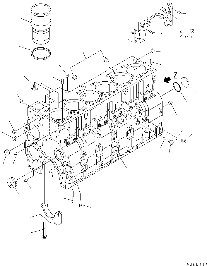 Komatsu parts book diagram for SAA6D114E-2CC-8M S/N 26800003-UP: CYLINDER BLOCK
