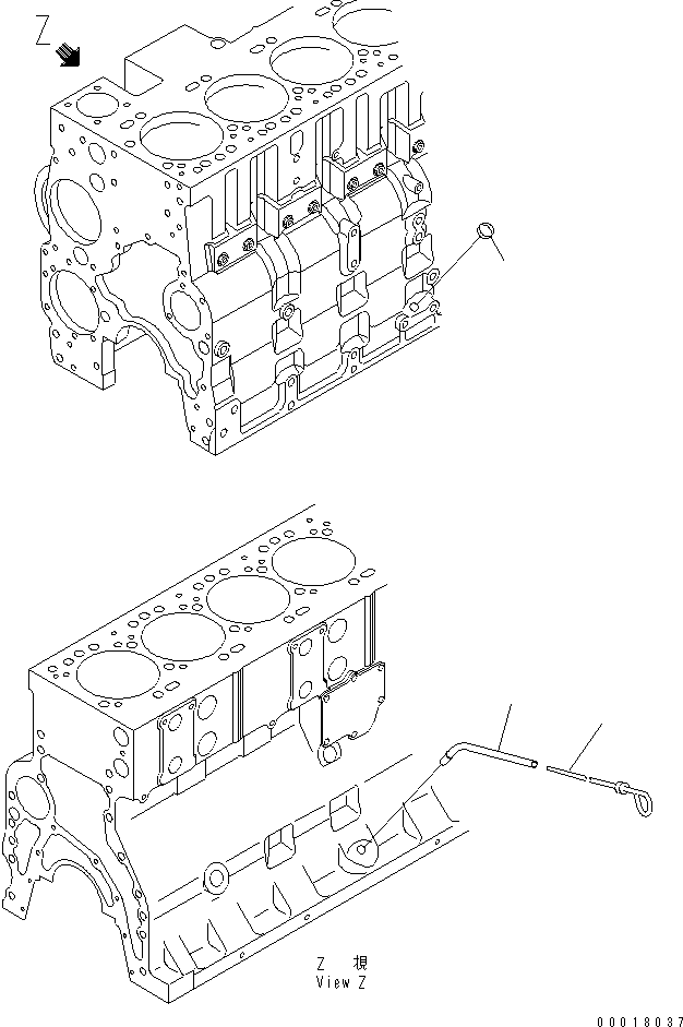 Komatsu parts book diagram for SAA6D114E-2CC-8M S/N 26800003-UP: OIL LEVEL GAUGE(#26801989-)