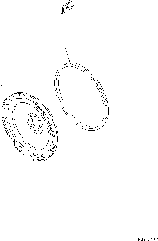 Komatsu parts book diagram for SAA6D114E-2CC-8M S/N 26800003-UP: FLYWHEEL